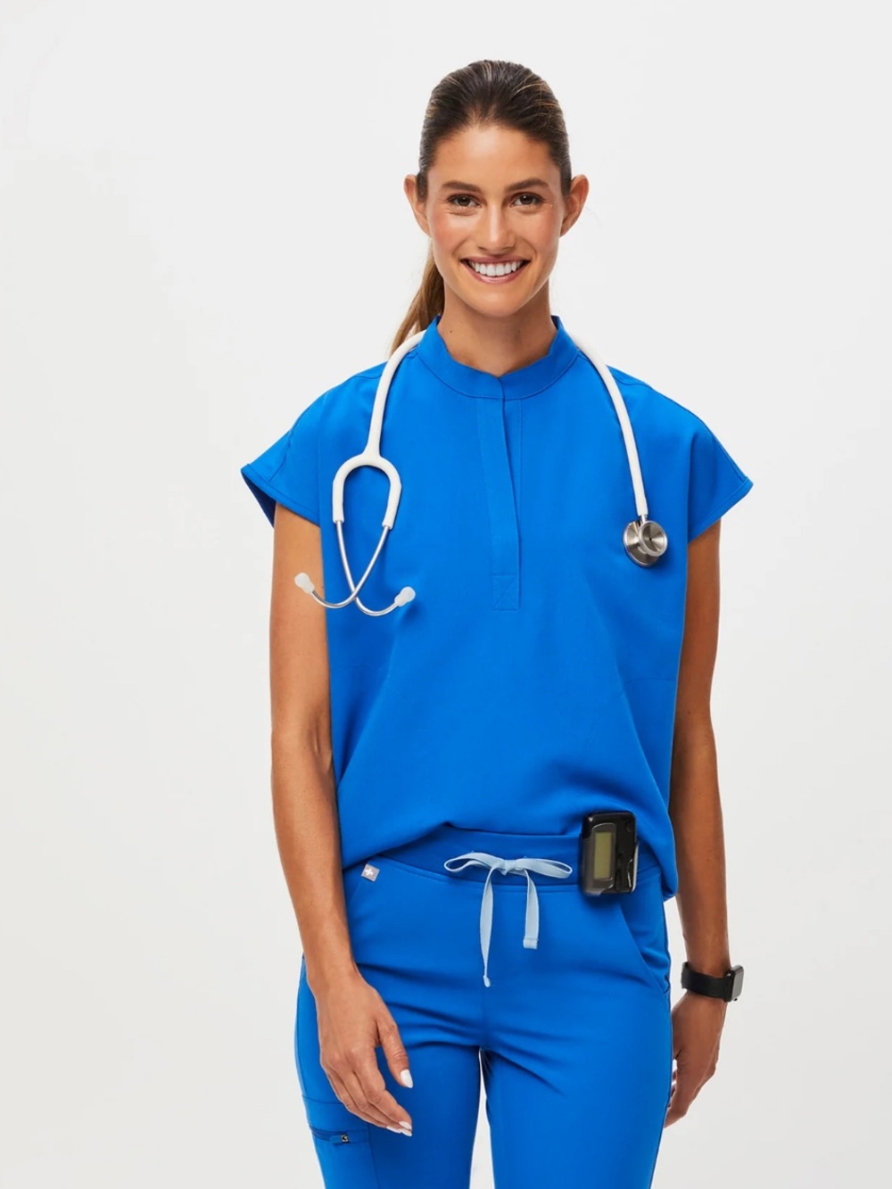 Figs Rafaela Oversized Scrub Top and Joggers Set Both XS Blue